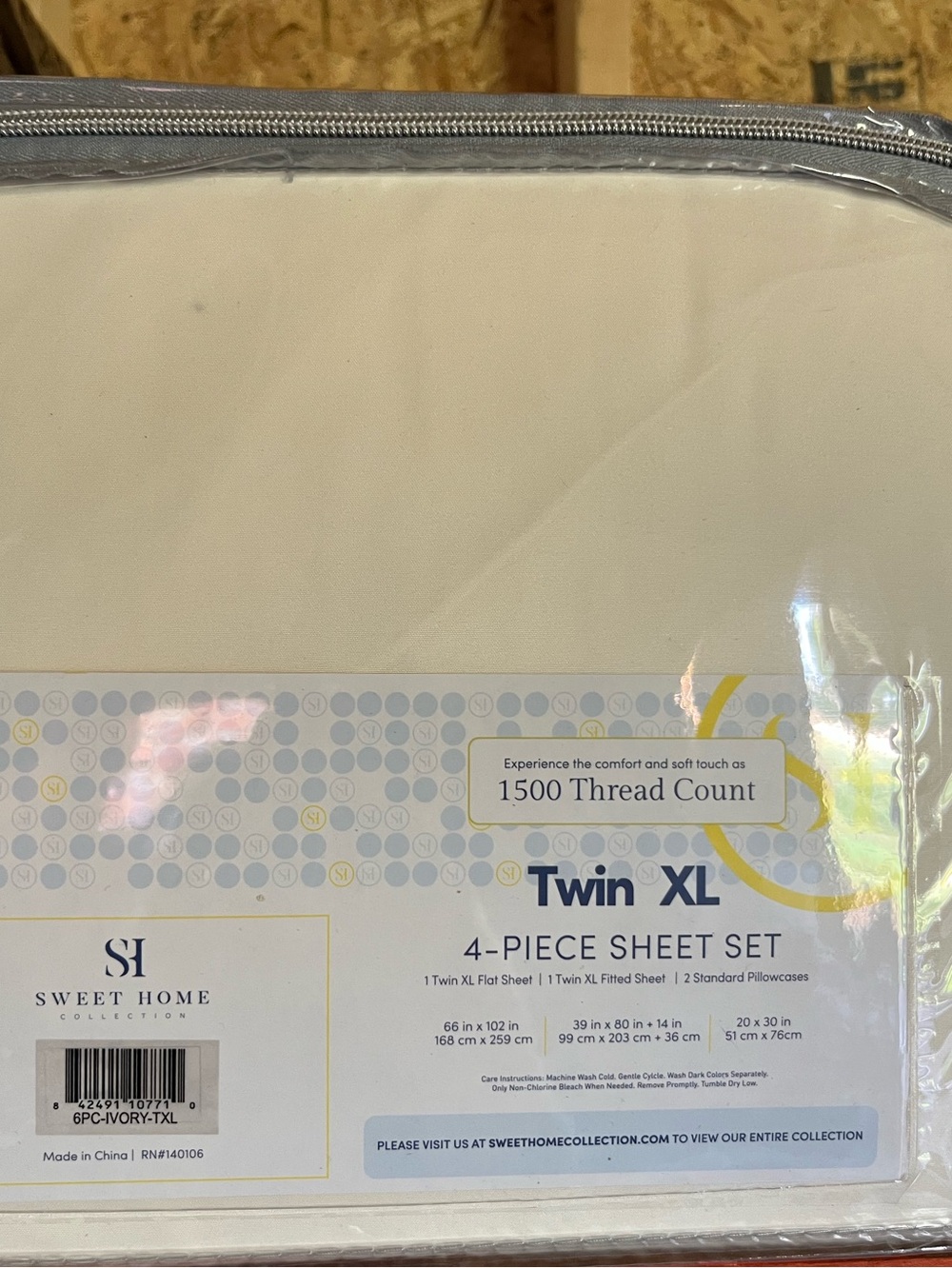 Sweet Home Twin XL 3PC Sheet Set in Ivory
